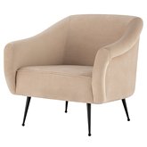 Lucie Accent Chair in Beige Fabric on Black Steel Legs