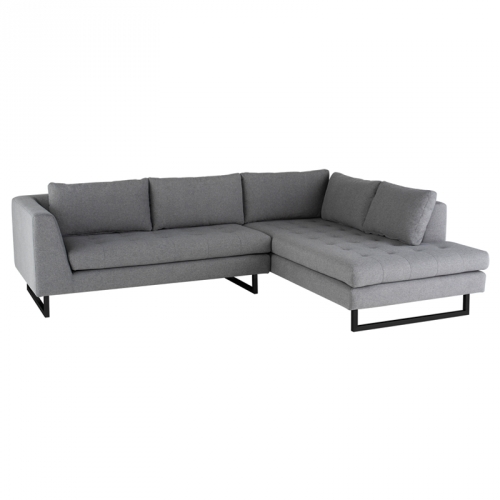 Janis Sectional Sofa w/ Right Facing Chaise in Shale Grey Fabric