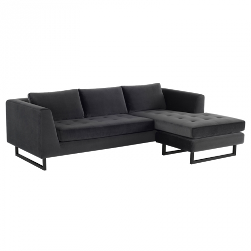 Matthew Sectional Sofa in Tufted Shadow Grey Fabric