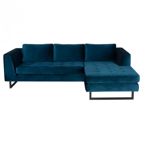 Matthew Sectional Sofa in Tufted Midnight Blue Fabric