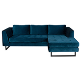 Matthew Sectional Sofa in Tufted Midnight Blue Fabric