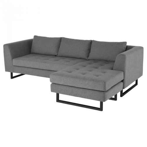 Matthew Sectional Sofa in Tufted Shale Grey Fabric