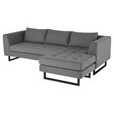 Matthew Sectional Sofa in Tufted Shale Grey Fabric