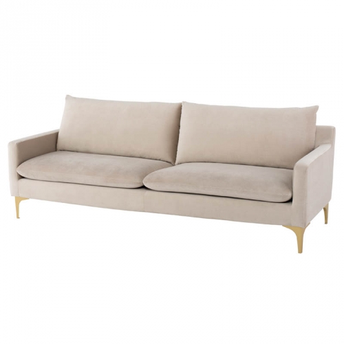 Anders Sofa in Beige Fabric on Brushed Gold Stainless Steel