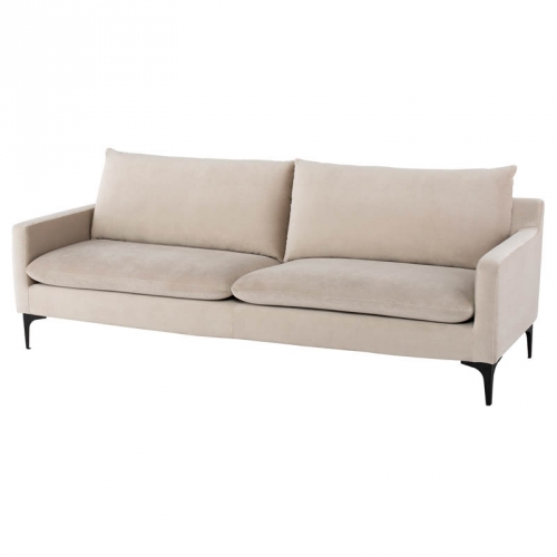 Anders Sofa in Beige Fabric on Black Steel