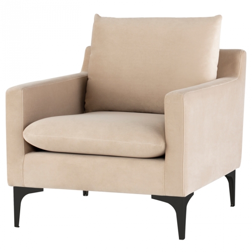 Anders Accent Chair in Beige Fabric on Black Steel