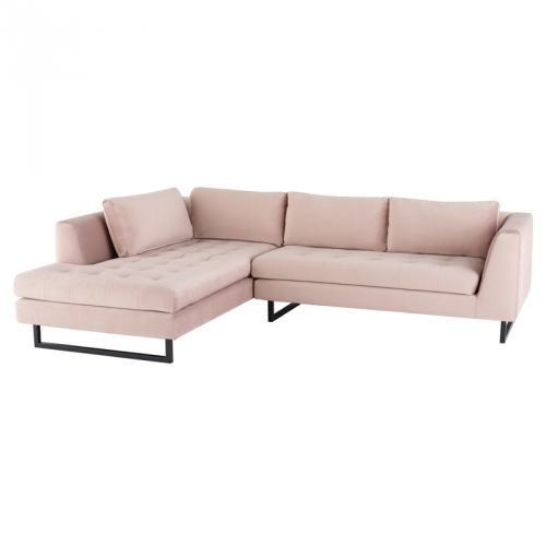 Janis Sectional Sofa w/ Left Facing Chaise in Blush Fabric