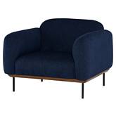 Benson Arm Chair in True Blue Fabric on Black Steel Legs