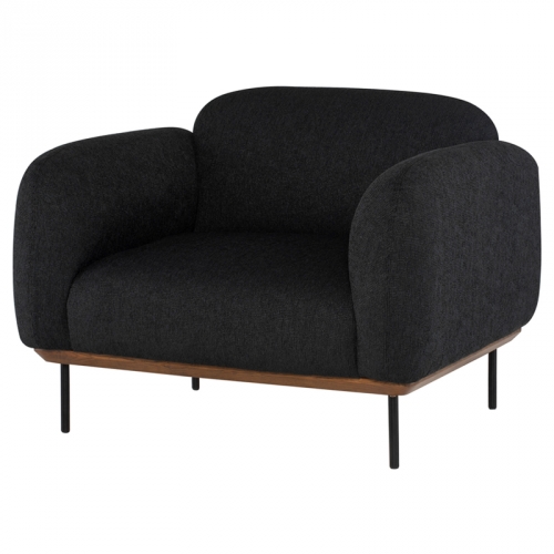 Benson Arm Chair in Charcoal Fabric on Black Steel Legs