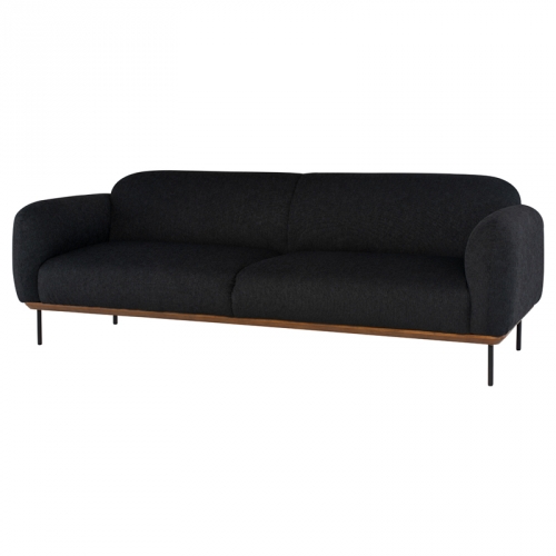 Benson Sofa in Activated Charcoal Fabric on Black Steel Legs