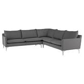 Anders Sectional Sofa in Slate Grey Fabric on Brushed Stainless