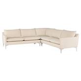 Anders Sectional Sofa in Sand Fabric on Brushed Stainless