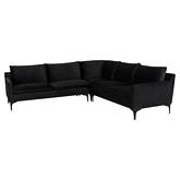 Anders Sectional Sofa in Black Fabric on Black Steel