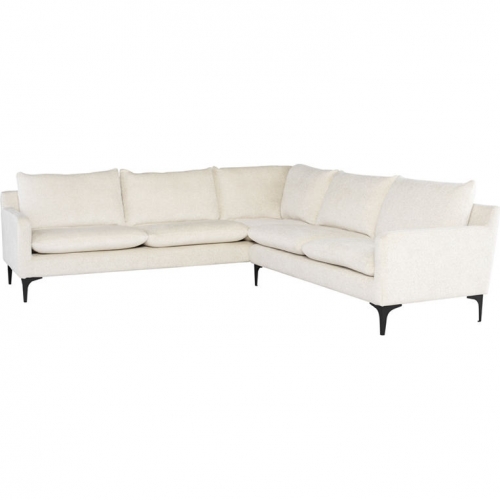 Anders Sectional Sofa in Coconut Fabric & Black Steel