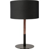 Monroe Table Lamp in Black Steel & Walnut w/ Black Fabric