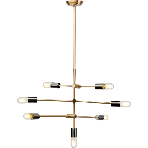 Byron Pendant Lighting in Antique Brass Metal & Black