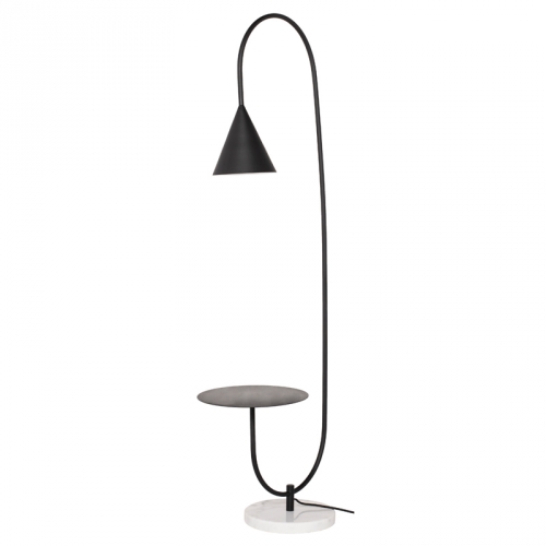 Arnold Floor Lamp in Black Steel on Polished White Marble