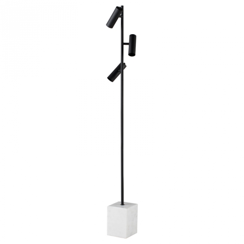 Dane Floor Lamp in Black Steel & Polished White Marble