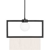 Rio Ceiling Pendant Light in Black Iron & Beige Fabric Fringe