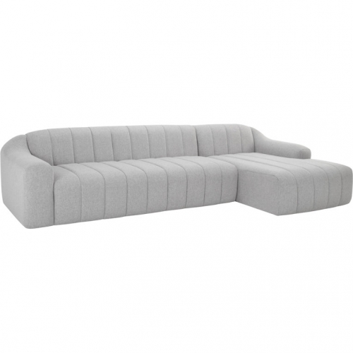 Coraline Sectional Sofa w/ Right Chaise in Channel Tufted Linen