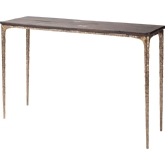 Kulu Console in Seared Oak w/ Gilded Bronze Cast Iron