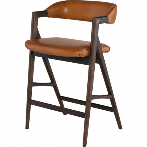 Anita Counter Stool in Desert Leather & Seared Oak