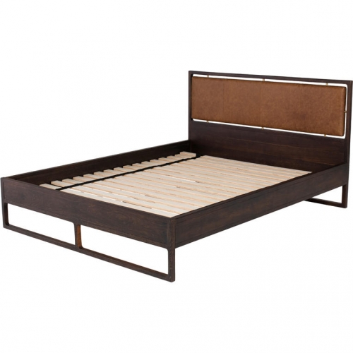 Ebuk King Bed in Black Buffalo Leather & Ebonized Oak