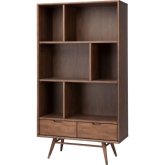 Baas Small Bookcase in Walnut w/ 6 Open Areas & 2 Drawers