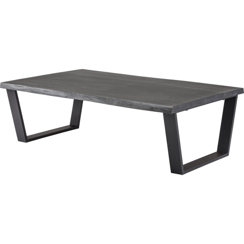 Versailles Coffee Table in Oxidized Grey Wood on Black Metal Base