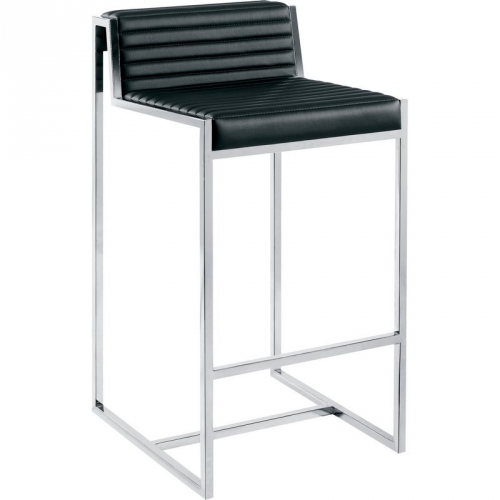 Zola Counter Height Stool in Black Top Grain Italian Leather