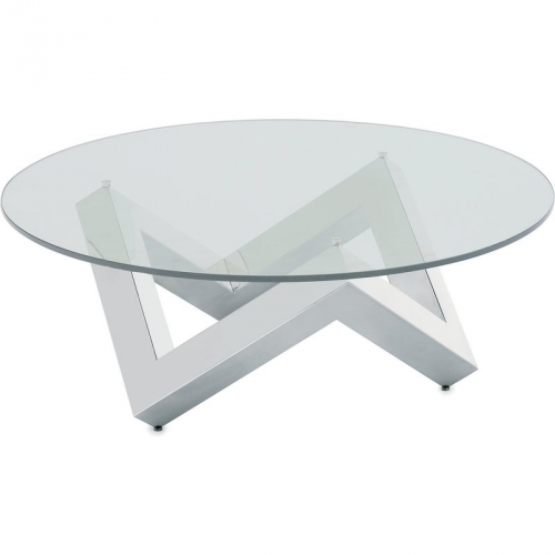 Como Glass Top Coffee Table in Stainless Steel