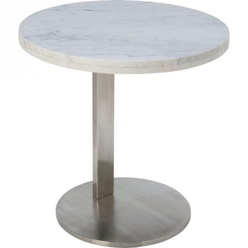 Alize Side Table in Stainless Steel & White Marble