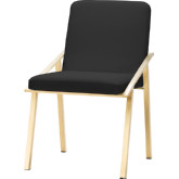 Nika Dining Chair in Black Naugahyde on Brushed Gold Frame