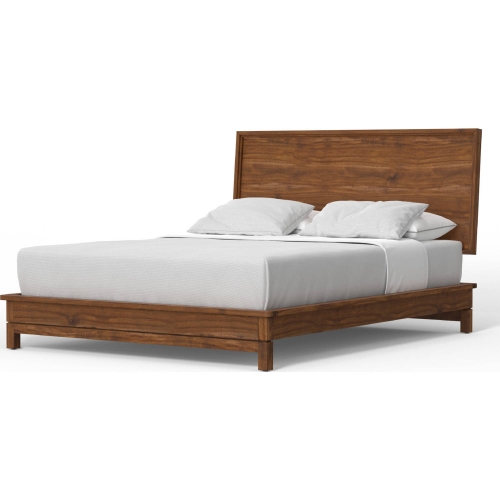 Nova Queen Platform Bed in Honey Maple Finish Wood