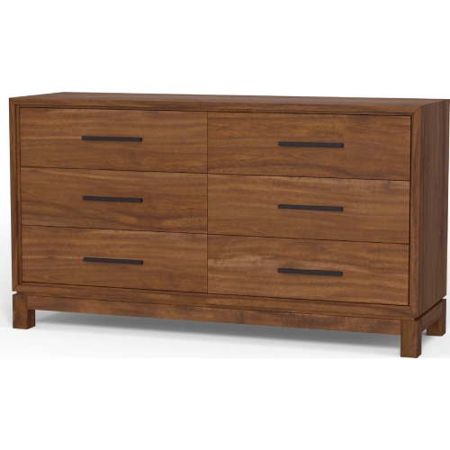 Nova 6 Drawer Dresser in Honey Maple Finish Wood