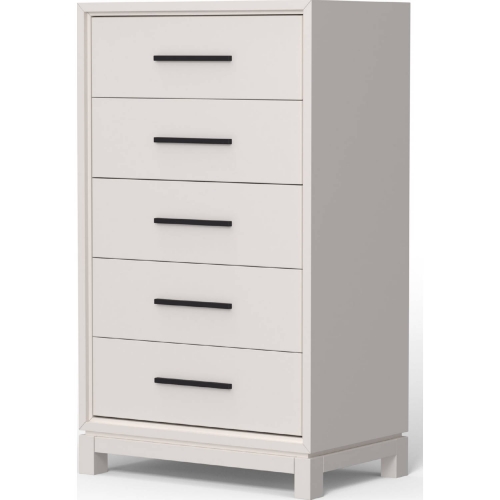 Nova 5 Drawer Chest in Chalk White Finish Wood