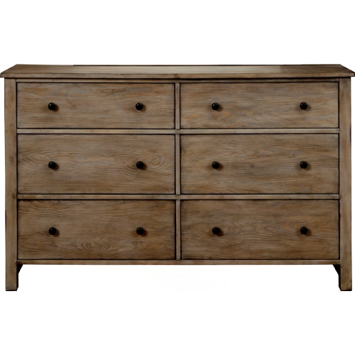 Classic 6 Drawer Dresser in Distressed Natural Grey Finish