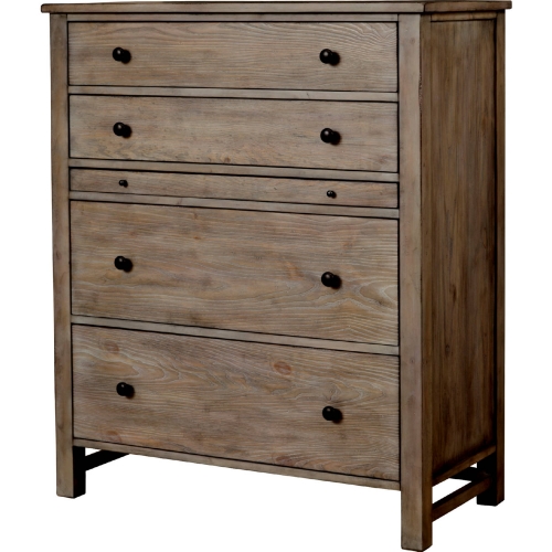 Classic 5 Drawer Chest in Distressed Natural Grey Finish