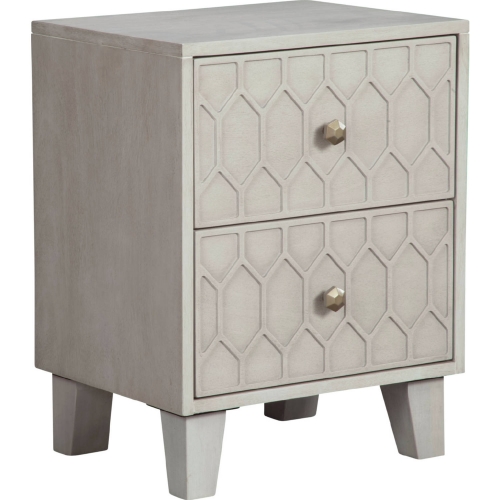 Denver 2 Drawer Nightstand in Honeycomb Pattern Light Gray Finish