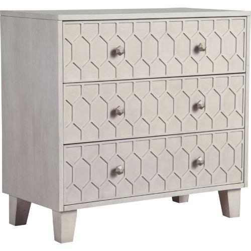 Denver 3 Drawer Chest in Honeycomb Pattern Light Gray Finish