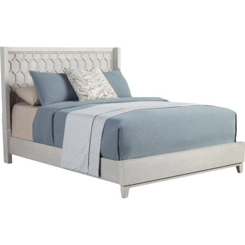 Denver King Panel Bed w/ Honeycomb Headboard in Light Gray Finish