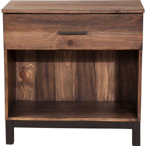 Weston 1 Drawer Nightstand in Weathered Pine & Black Finish