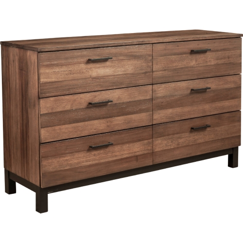 Weston 6 Drawer Dresser in Weathered Pine & Black Finish