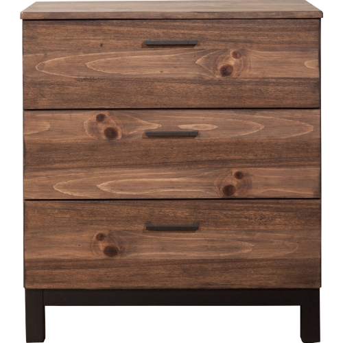 Weston 3 Drawer Small Chest in Weathered Pine & Black Finish