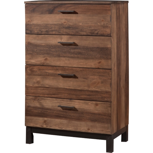 Weston 3 Drawer Chest in Weathered Pine & Black Finish