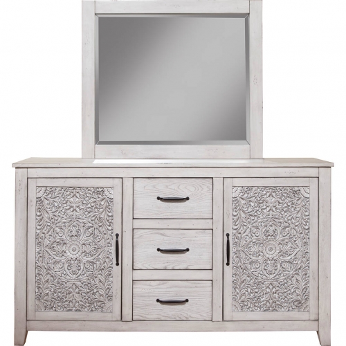 Aria Mirror in Weathered Light Gray