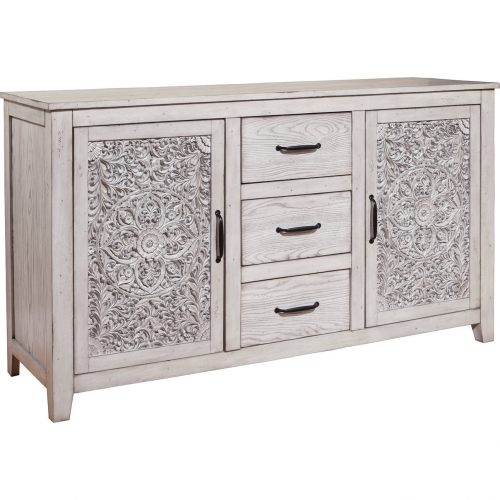 Aria Dresser w/ Cabinets & Drawers in Weathered Light Gray