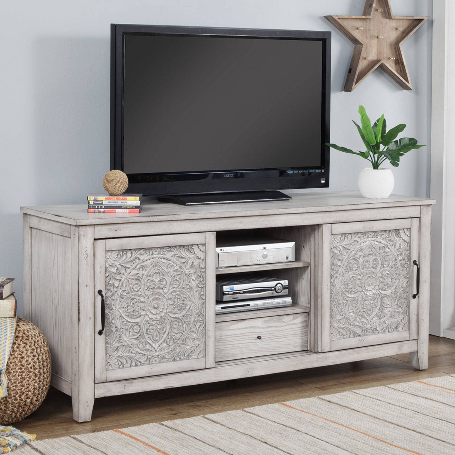 light gray wood tv stand