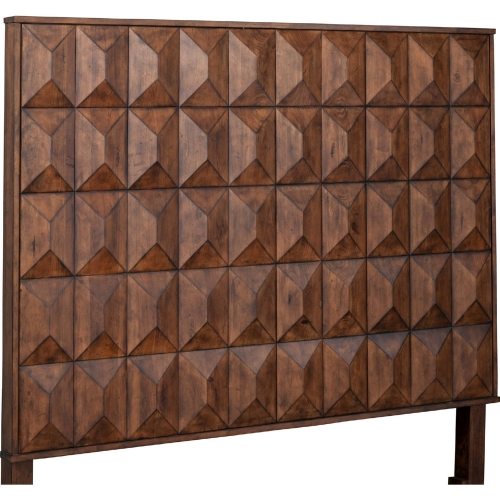 Trig Queen Headboard in Aged Brown Wood