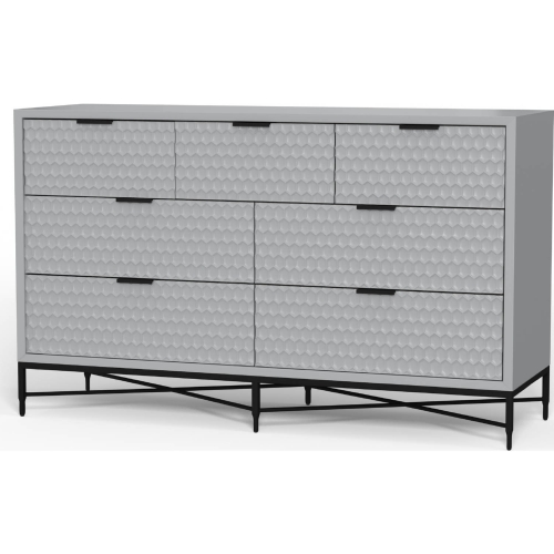 Milo 7 Drawer Dresser in Light Slate Grey Finish Wood